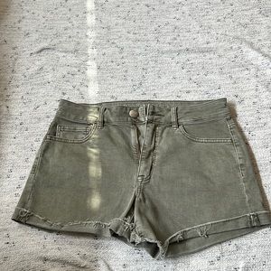 American Eagle Outfitters Green Super Super Stretch Hi-Rise Shortie Jean Shorts
